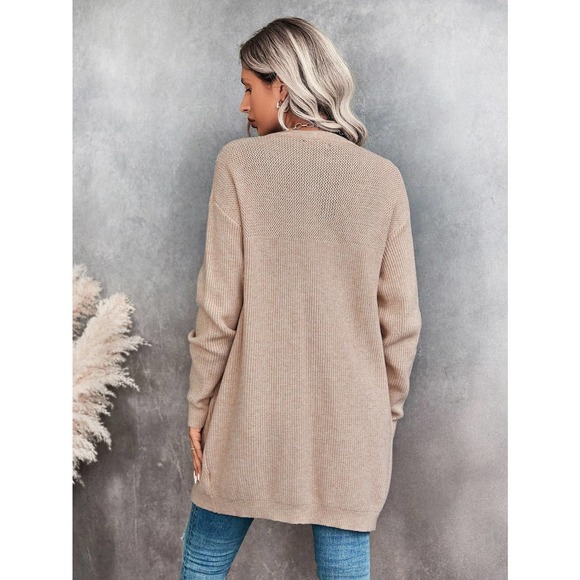 Drop Shoulder Duster Cardigan sweater tan - Picture 2 of 6